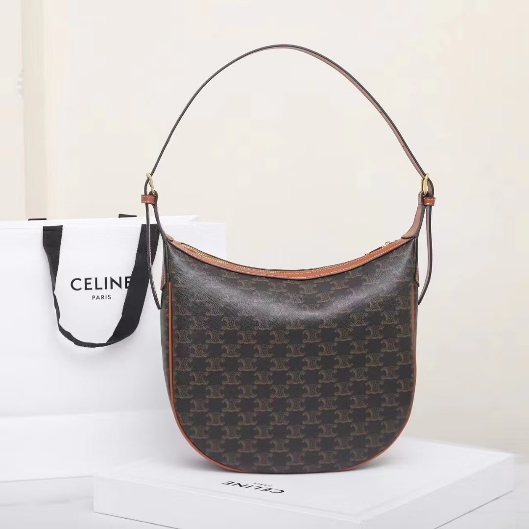 CELINE HELOISE TRIOMPHE logo printed cow leather handbag