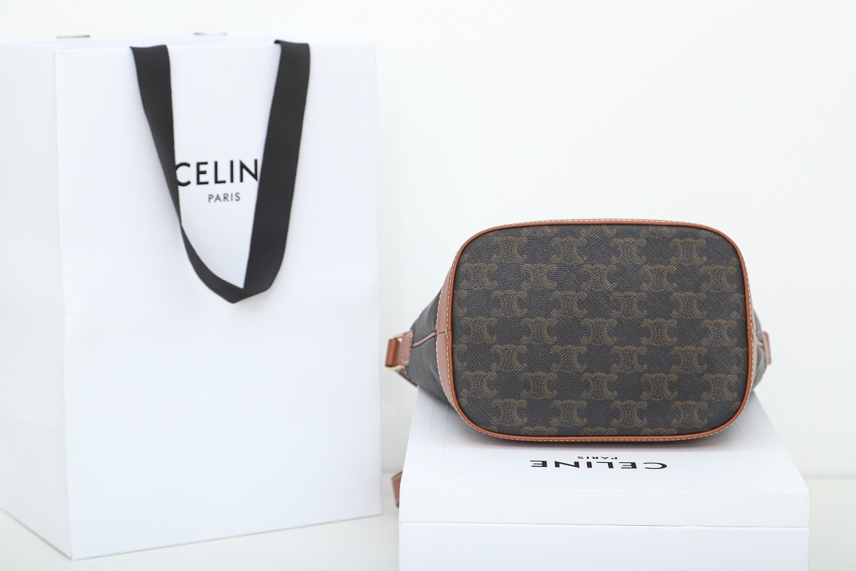 Celine Small logo printed bucket bag