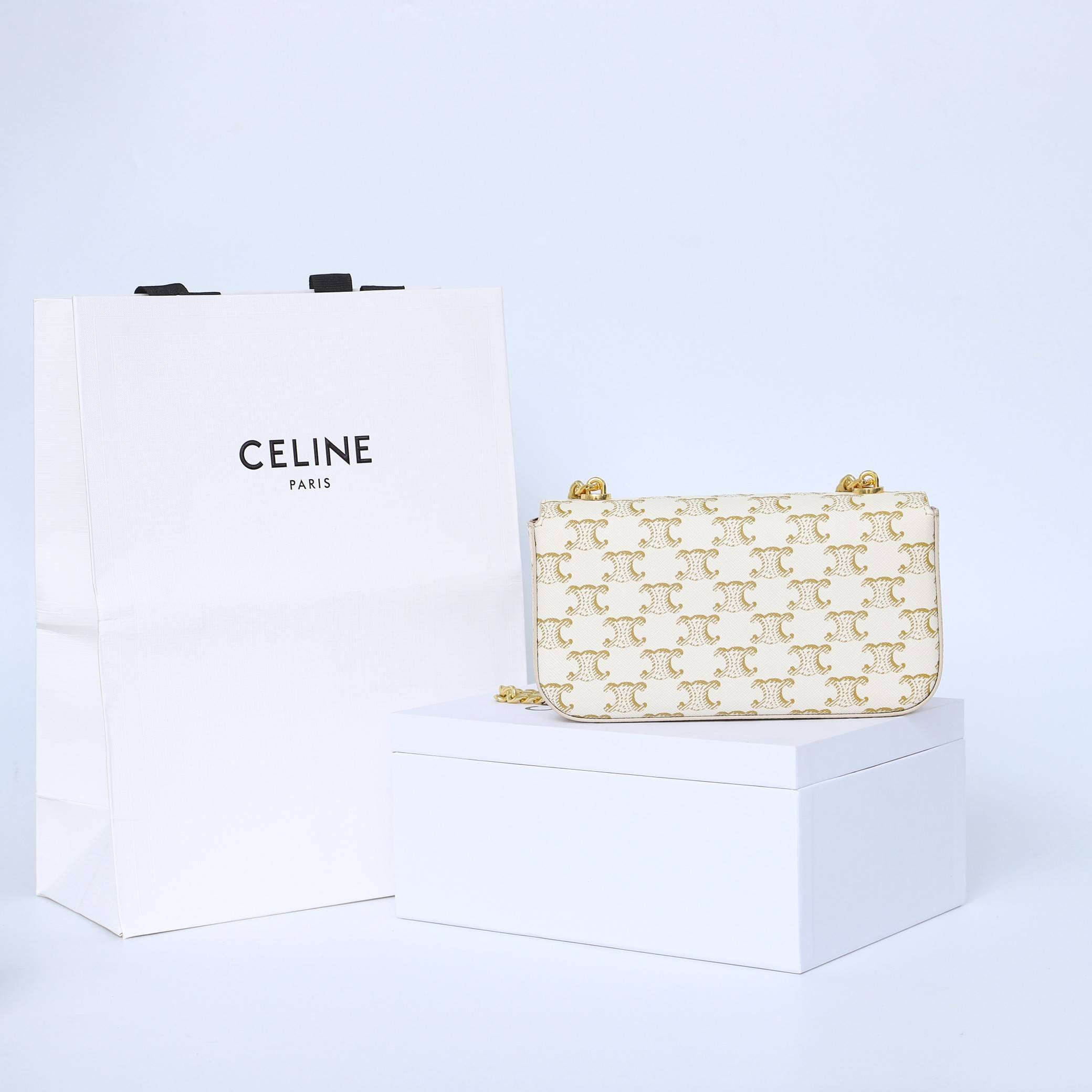 CELINE CLAUDE logo printed chain shoulder backpack