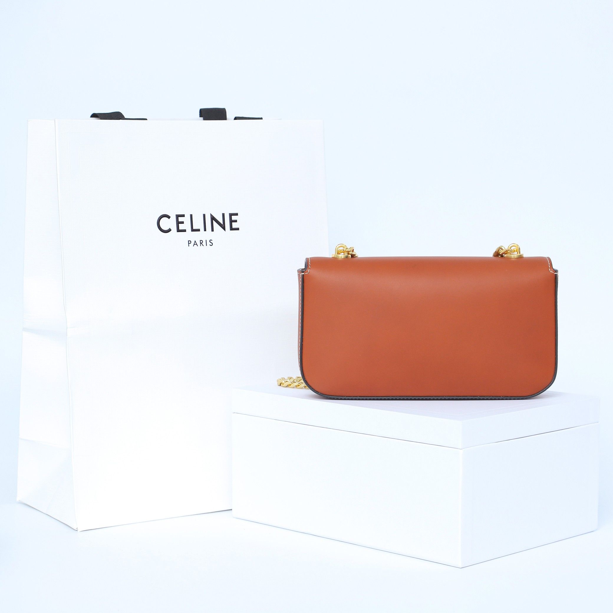 CELINE CLAUDE logo printed chain shoulder backpack