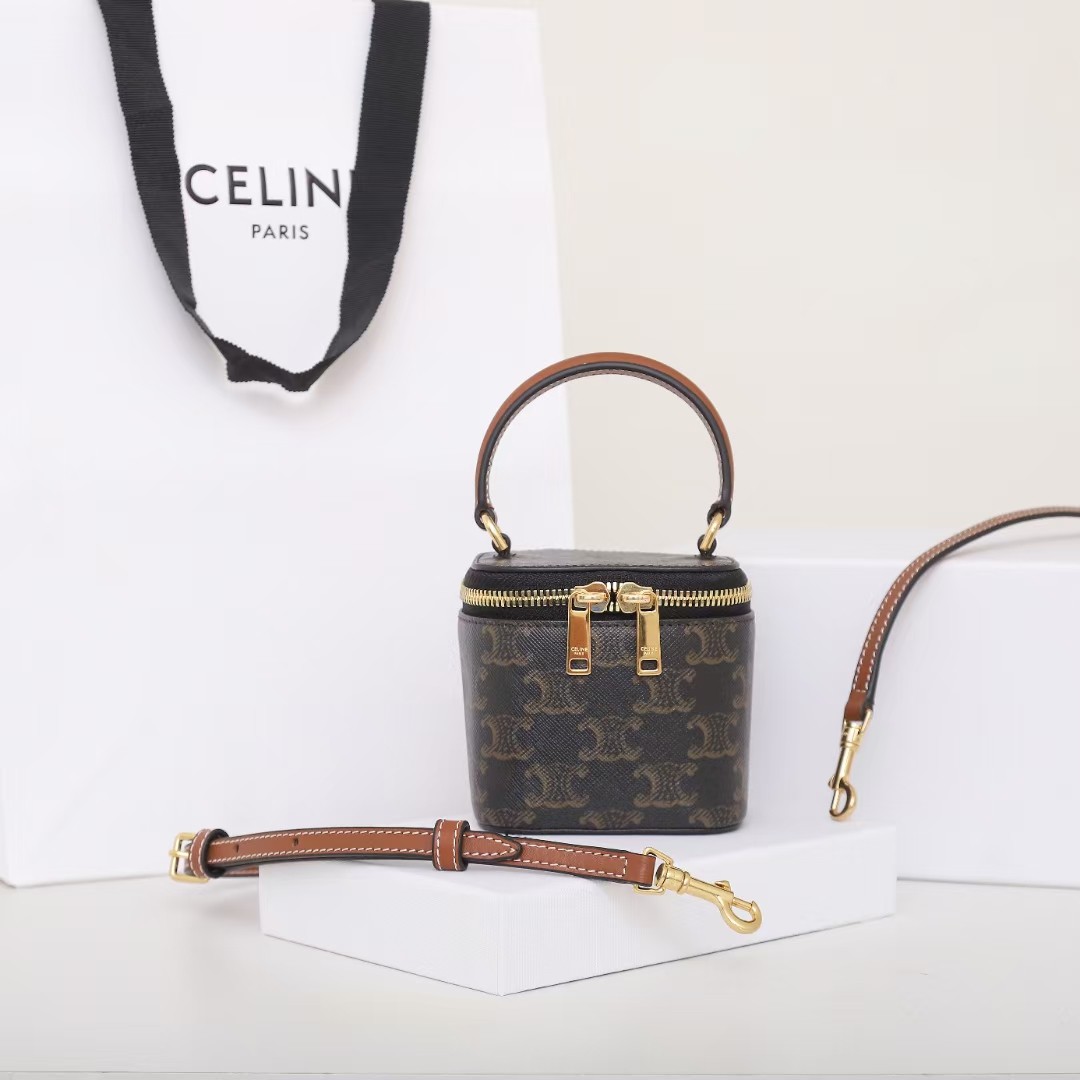 CELINE Mini cow leather makeup case