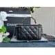 Chanel 23K leather metal handle long box bag blue black