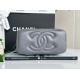 Chanel 23K leather metal handle long box bag blue black