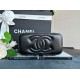 Chanel 23K leather metal handle long box bag blue black