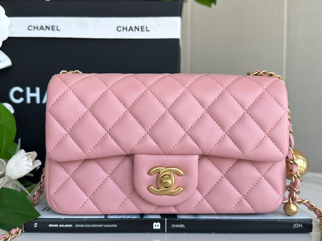 CHANEL 23K Gold Ball CF MINI Pink Blue