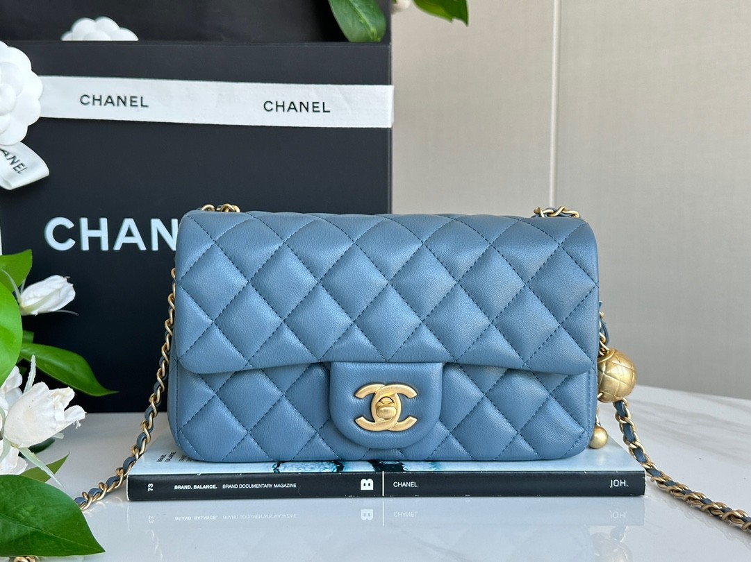 CHANEL 23K Gold Ball CF MINI Pink Blue