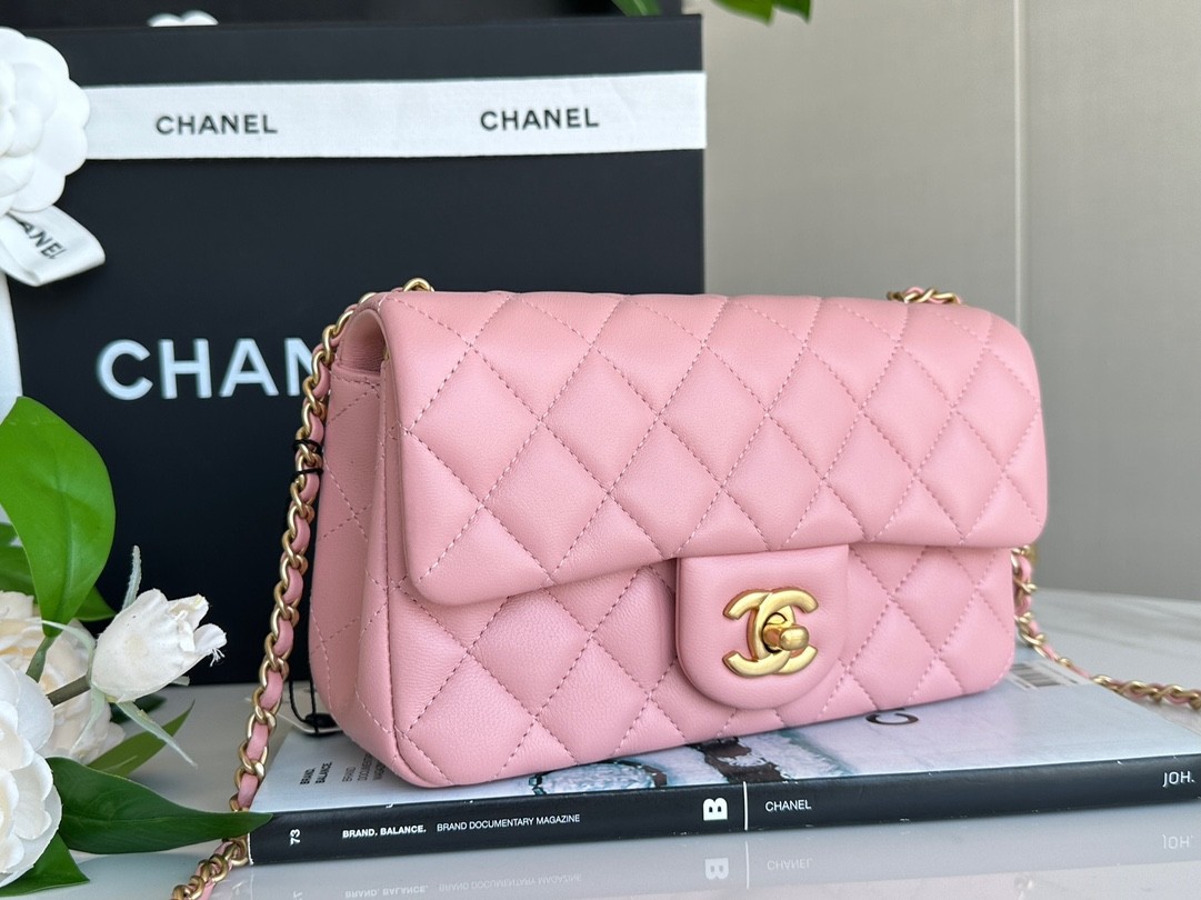 CHANEL 23K Gold Ball CF MINI Pink Blue