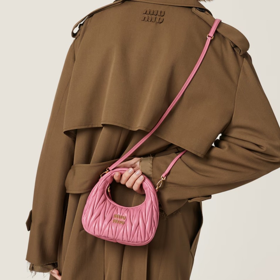 MIUMIU Wander Matelasse soft goat leather mini Hobo bag