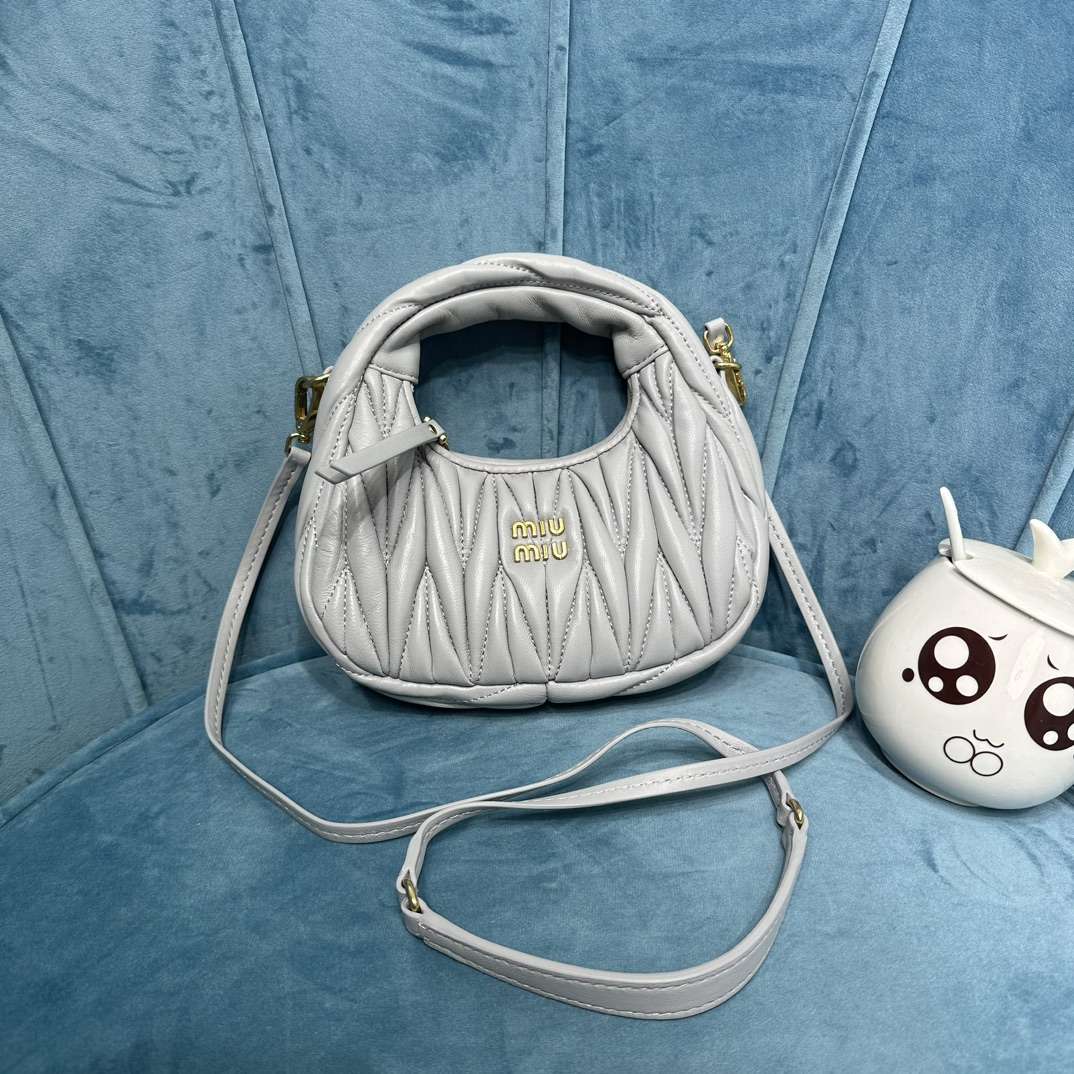 MIUMIU Wander Matelasse soft goat leather mini Hobo bag