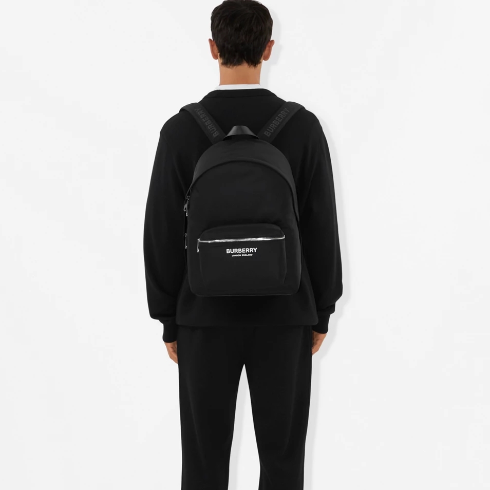 Burberry matte black nylon backpack